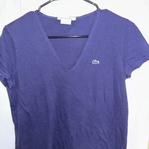 Lacoste Women's Short Sleeve Navy Tee